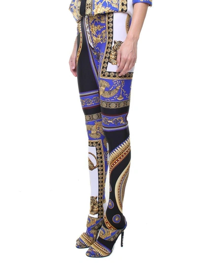 Shop Versace The Lovers-print High-rise Leggings In Nero