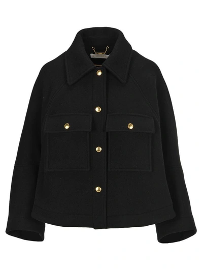 Shop Chloé Chloe Cropped Jacket In Black