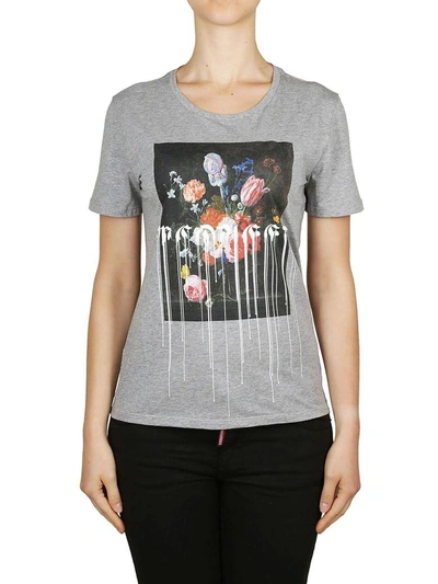 Shop Alexander Mcqueen Flora Print T-shirt In Grey