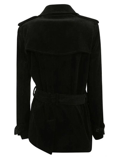Shop Saint Laurent Belted Classic Coat In Black