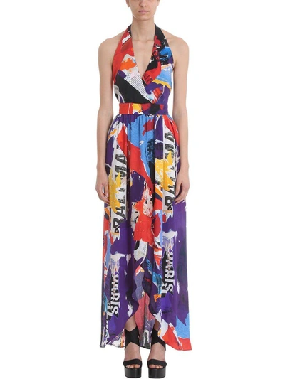 Shop Balmain Multicoloured Silk Flared Dress In Multicolor