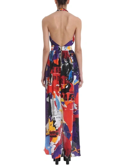 Shop Balmain Multicoloured Silk Flared Dress In Multicolor