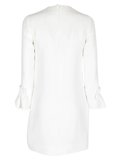 Shop Victoria Beckham Flared Cuffs Dress In Bianco