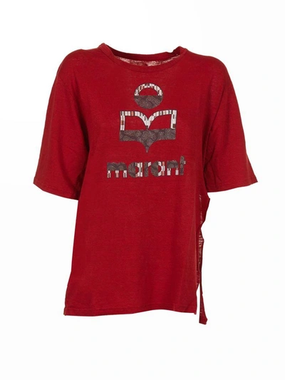 Shop Isabel Marant Étoile Logo Print T-shirt In Rosso