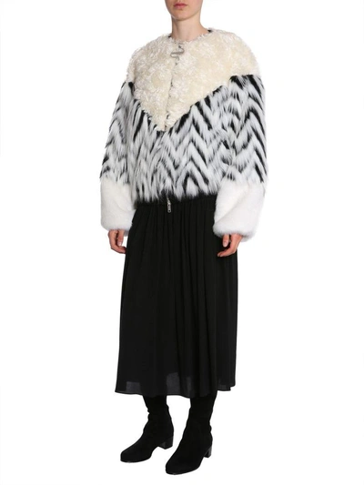 Shop Givenchy Faux Fur Bomber Jacket In White