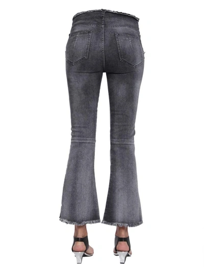 Shop Ben Taverniti Unravel Project Laceup Flare Cropped Jeans In Grigio