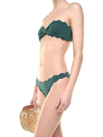 Shop Marysia Antibes Scalloped-edges Bandeau Bikini Top In Verde