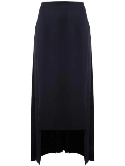 Shop Maison Margiela Panelled-satin Pleated Long Skirt In Nero