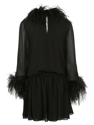 Shop Saint Laurent Feather Dress In Black