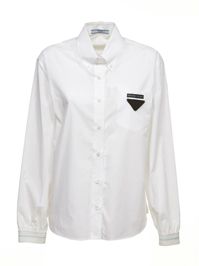 Shop Prada Embellished Shirt In Bianco