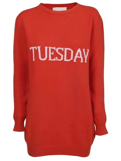 Shop Alberta Ferretti Tuesday Sweater Dress In Rosso
