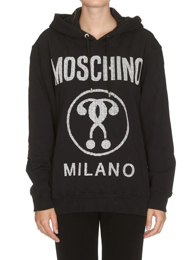 Shop Moschino Milano Logo Hoodie In Black