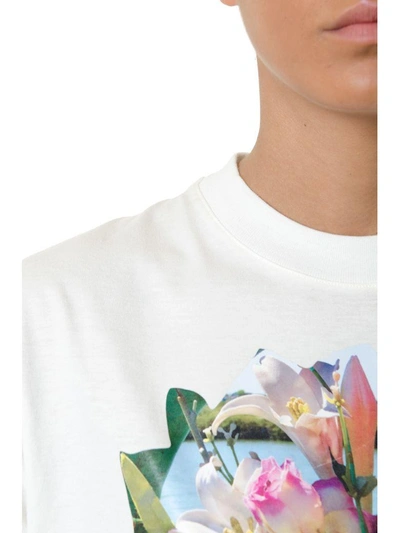 Shop Golden Goose White Cotton T-shirt With Floral Print