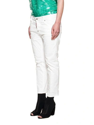Shop Dsquared2 White Cool Girl Denim Cropped Jeans
