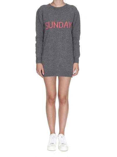 Shop Alberta Ferretti Sweater Short Dress In Grey