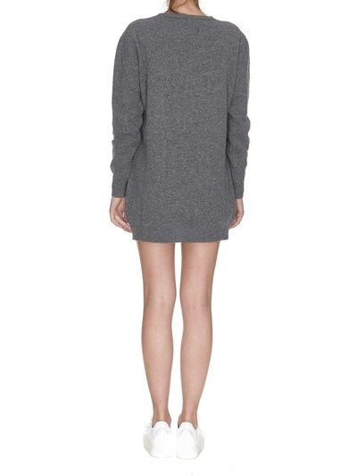 Shop Alberta Ferretti Sweater Short Dress In Grey