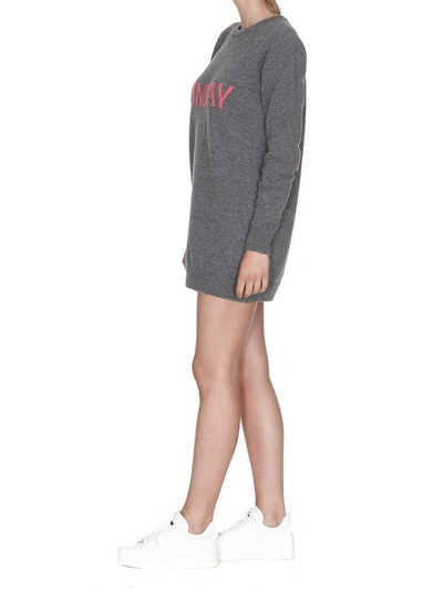 Shop Alberta Ferretti Sweater Short Dress In Grey