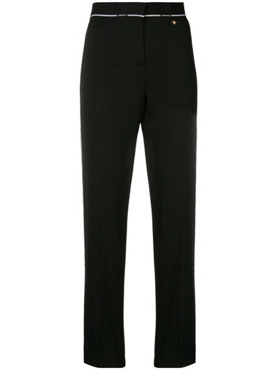 Shop Versace Side Band Tailored Trousers In Anero