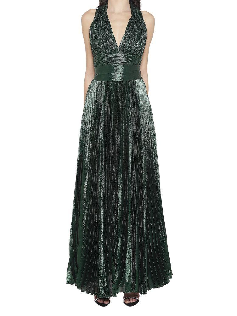 Elie Saab Open-back Pleated Silk-blend Lamé Gown In Green | ModeSens