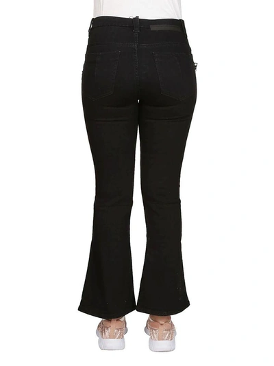 Shop Ben Taverniti Unravel Project Flared Cropped Jeans In Black