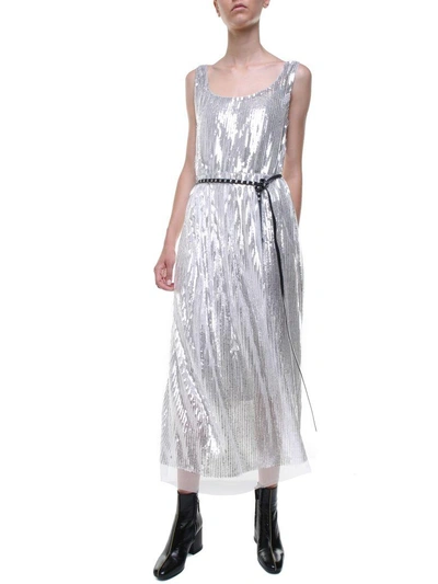 Shop Marc Jacobs Sequin-embellished Tulle Long Dress In Argento