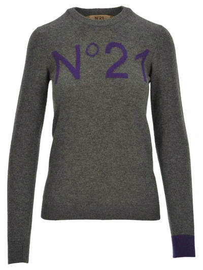Shop N°21 N21 Knit Logo In Grey