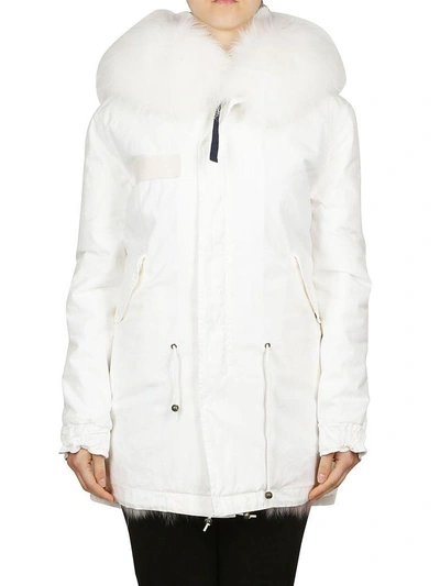 Shop Mr & Mrs Italy Logo Embroidered Parka In White