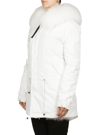 Shop Mr & Mrs Italy Logo Embroidered Parka In White