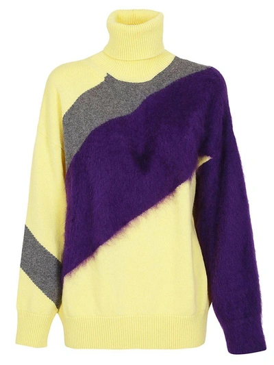 Shop N°21 Color-block Sweater In Giallo/grigio/viola