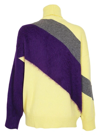 Shop N°21 Color-block Sweater In Giallo/grigio/viola