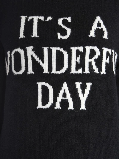 Shop Alberta Ferretti Jumper With "it' S A Wonderful Day" Intarsia In Nero