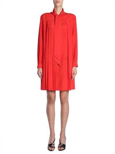 Shop Givenchy Crepe De Chine Silk Shirt Dress In Rosso