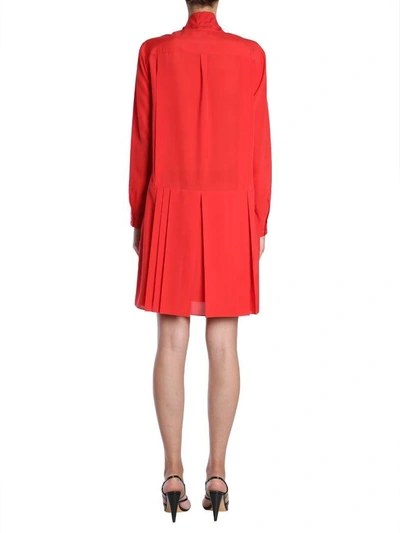 Shop Givenchy Crepe De Chine Silk Shirt Dress In Rosso