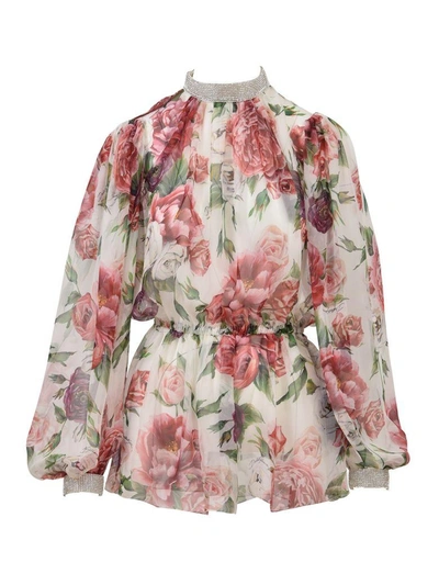Shop Dolce & Gabbana Silk Chiffon Shirt In Multicolor