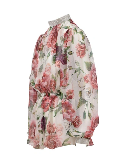 Shop Dolce & Gabbana Silk Chiffon Shirt In Multicolor