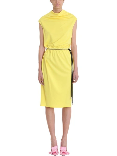 Shop Marc Jacobs Drapped Yellow Cr?pe Tie Waist Dress