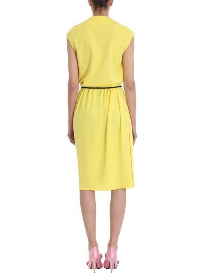 Shop Marc Jacobs Drapped Yellow Cr?pe Tie Waist Dress
