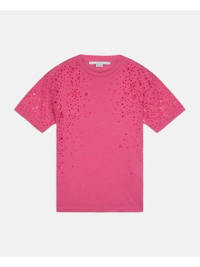 Shop Stella Mccartney Star Cut-out T-shirt In Bright Pink