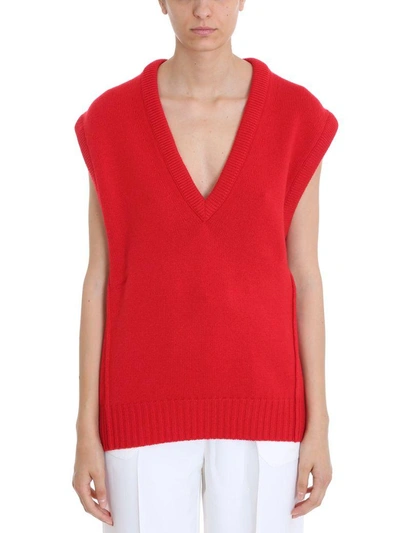 Shop Chloé Sleeveless V-neck Top In Red