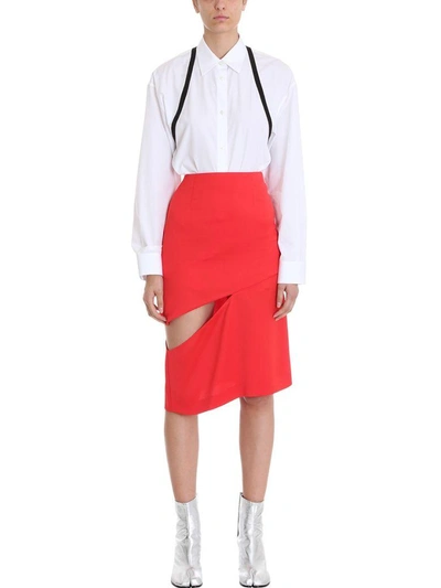 Shop Maison Margiela Cut Out Skirt In Red