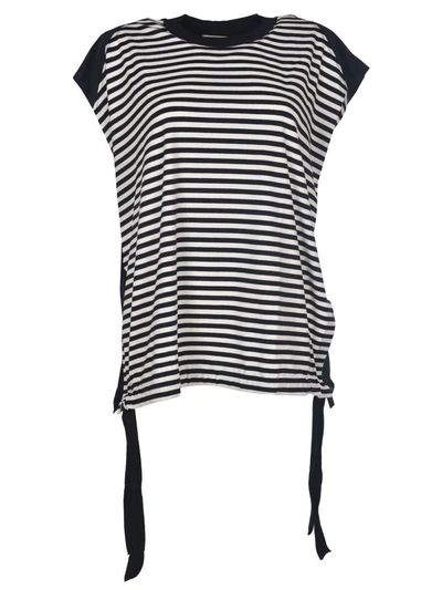 Shop Moncler Striped Top In Black/white