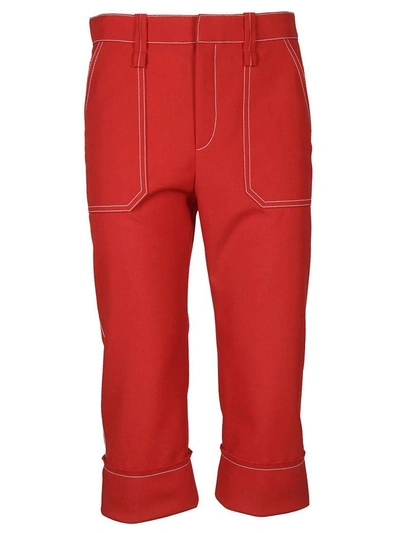 Shop Chloé Chloe Cropped High-rise Trousers In Poppy Red