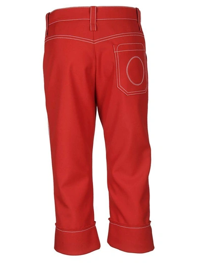 Shop Chloé Chloe Cropped High-rise Trousers In Poppy Red