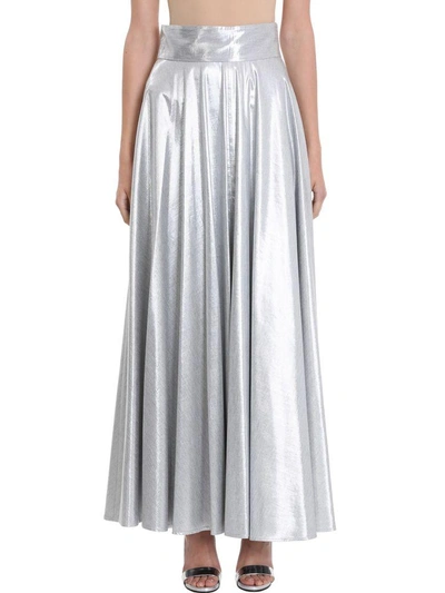 Shop Diane Von Furstenberg High-waisted Draped Maxi Skirt In Silver