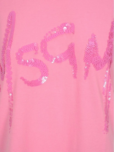 Shop Msgm Tshirt Logo Pailettes In Pink