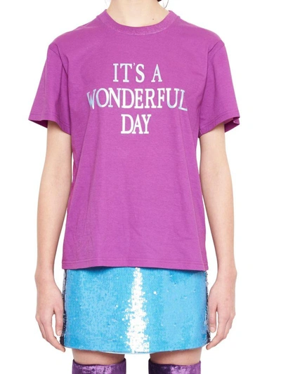 Shop Alberta Ferretti 'it's A Wonderful Day' T-shirt In Purple