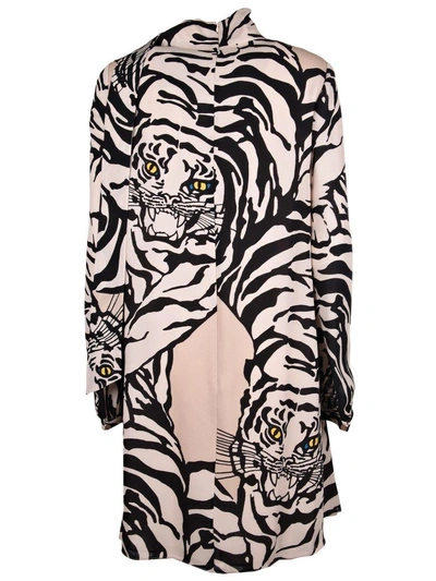 Shop Valentino Tiger Print Dress In Ppoudre