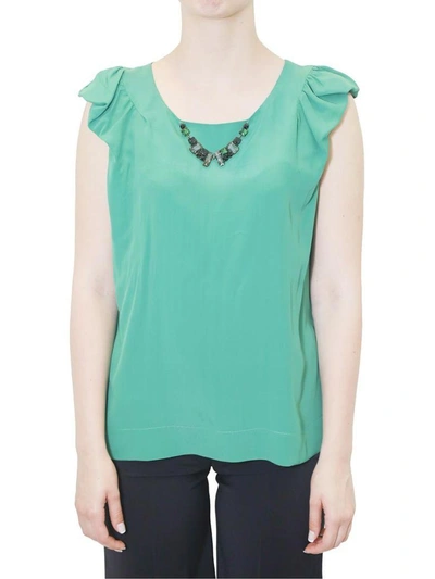 Shop Hanita - Blouse With Gathered Sleeves In Green