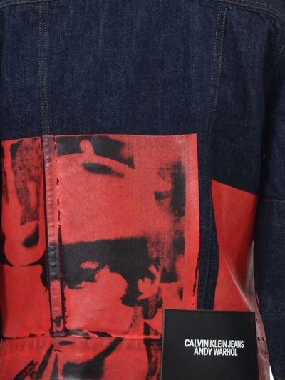 Shop Calvin Klein Denim Jacket Andy Warhol In Denim-rosso