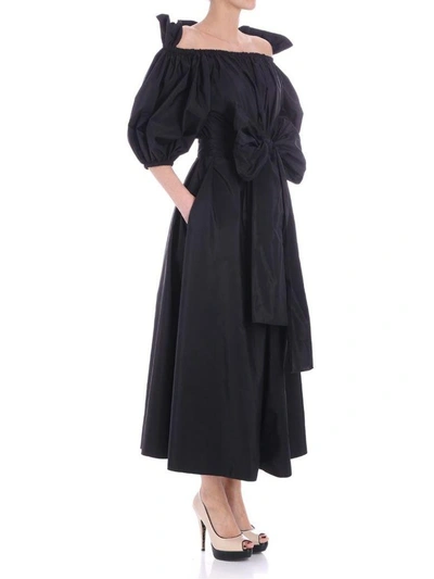 Shop Stella Mccartney Off-shoulder Belted Dress In Black